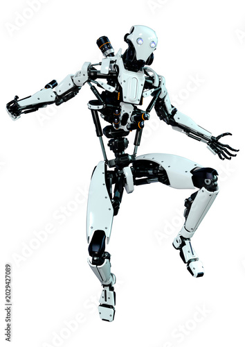3D Rendering Male Robot on White