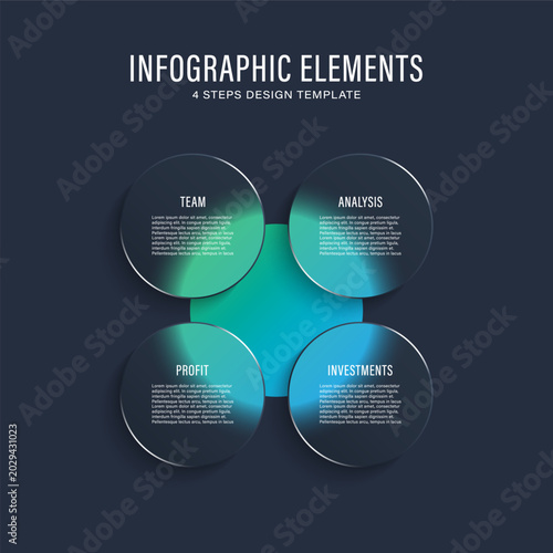 Modern dark blue infographic template design. Glass morphism vector template