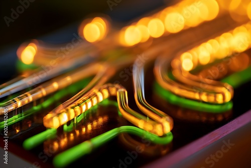Neuromorphic microfluidic circuit assembly with glowing channels