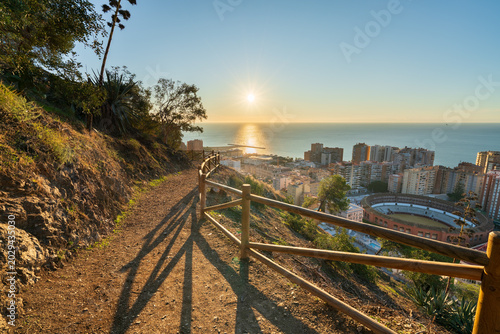 Fotografía Sunrise view of Plaza de Toros and Port of Malaga