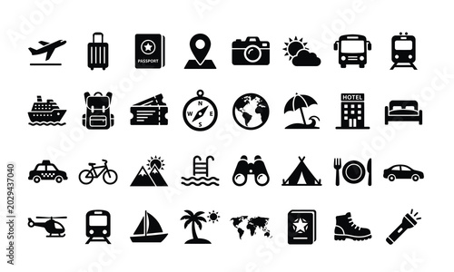 Foto Travel and tourism icons set