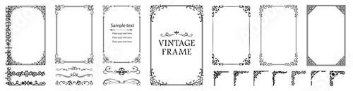 Photos Vintage ornamental frame collection featuring elegant borders, decorative corner elements and classic flourishes