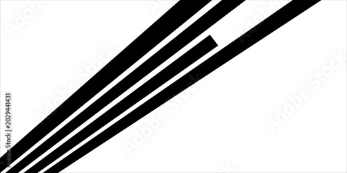 Tableau sur toile Black on white abstract perspective line wave stripes with 3d dimensional effect isolated on white
