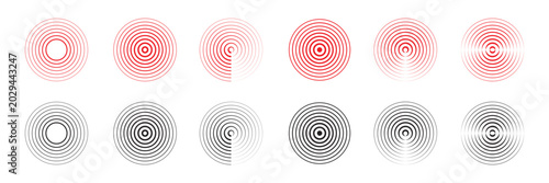 Foto Futuristic digital radar interfaces with glowing concentric waves and signal detection lines