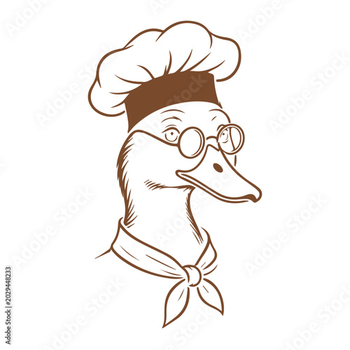 Vintage Duck Chef Logo with Glasses