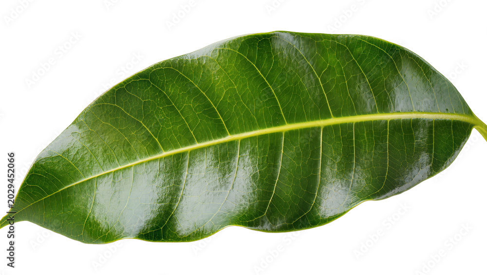 Αυτοκόλλητο Green mango leaf with prominent veins and glossy surface