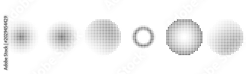 Bild auf Leinwand Halftone dot circle pattern set with gradient texture