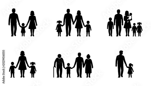 Photos Family Silhouettes Collection: Diverse Parental Units, Children, and Generations