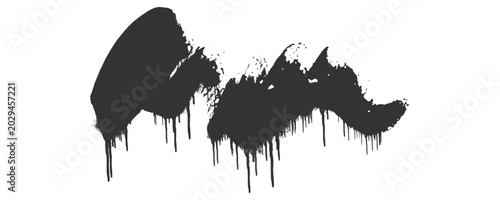 Принти на полотні Sharp black grunge drips splatter graffiti paint stroke displaying rough fluid ink splash details for edgy underground youth subculture streetwear fashion label backdrop print clip art