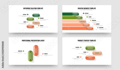 Consulting Briefing 4 5 2 3 Element Infographic Presentation Template Set. Corporate Performance Four Five Two Three Option Diagram Frame Design Vector Illustration Collection.