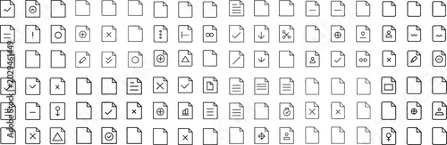 Cuadro en lienzo A vast collection of minimalist document icons, representing various file types and actions, arranged in a neat grid on a white background