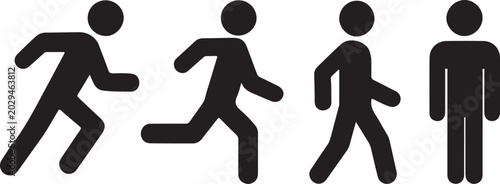 Photos Set of human icons showing different movement speeds, from running to walking an