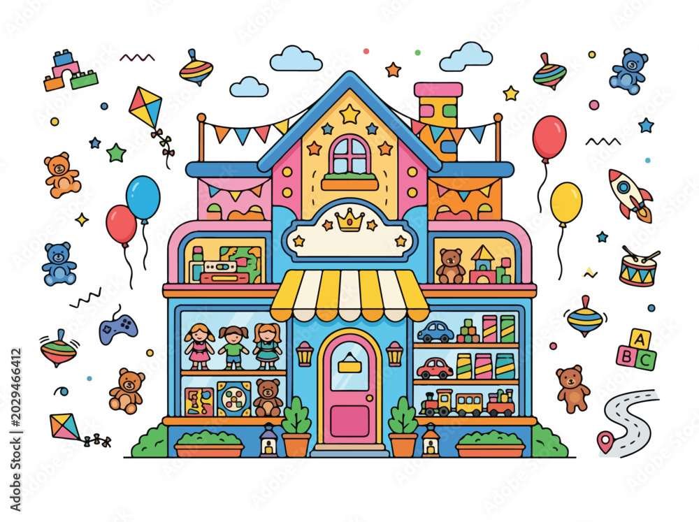 Fototapeta premium Colorful Toy Store Building.