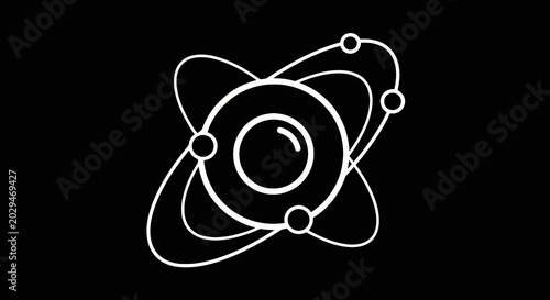 Simple white atom symbol illustration.