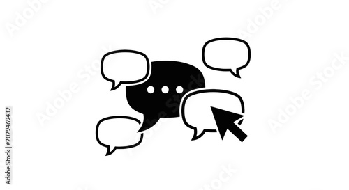 Quadro su tela Black and white chat speech bubbles.