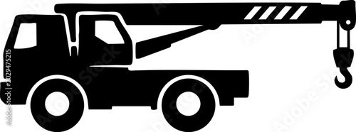 Billede på lærred Heavy duty mobile crane truck silhouette for construction and industrial lifting