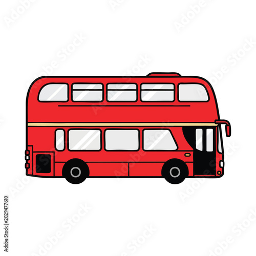Iconic Red London Double Decker Bus Illustration.
