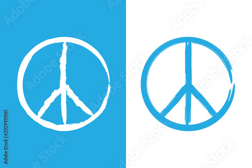 Foto Clean peace symbol vector illustration set with brush line style