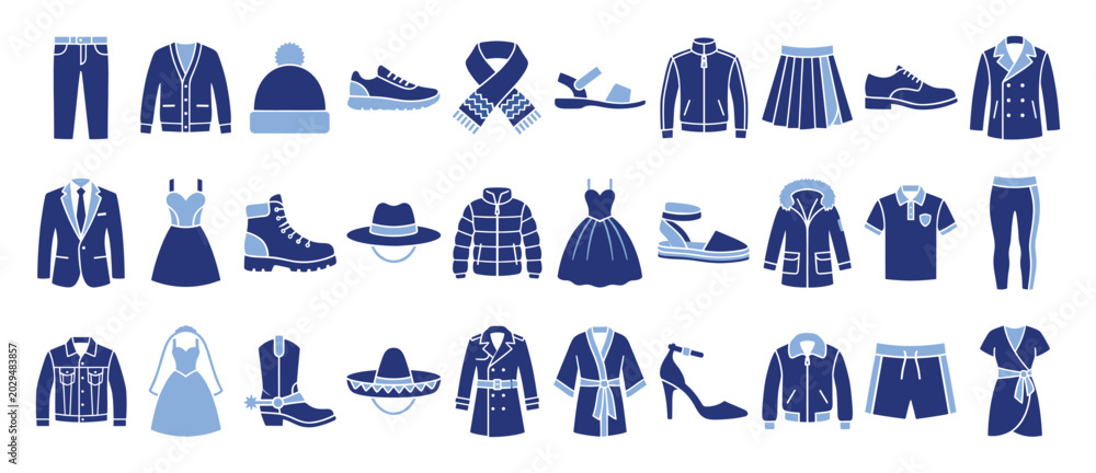 Obraz premium Set of various clothing items and accessories for diverse wardrobes, useful for retail and digital