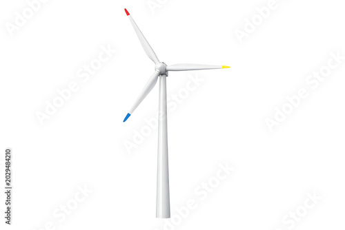 White Windmill Energy Tower with Three Blades Isolated on Transparent Background for Clean Electricity Illustration