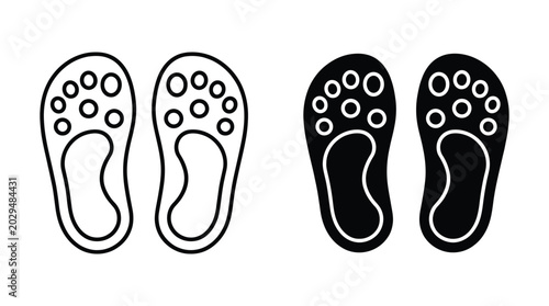 Schilderij op canvas Orthopedic insole vector icon isolated on white Black and white outline line art