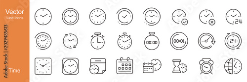 Time Icons - Vector Line Icons. Editable Stroke. Vector Graphic