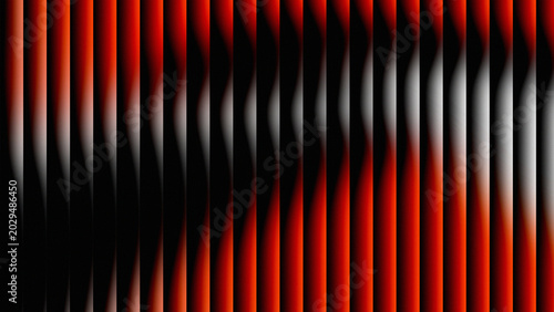 Fotografie bright red and jet black, with rows of parallel vertical lines or bars