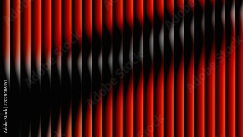 Fotografie bright red and jet black, with rows of parallel vertical lines or bars
