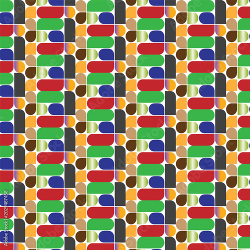 Colorful retro geometric seamless pattern with circles and dots