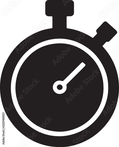 Stopwatch icon in outline and solid styles with time timer and clock on white background button