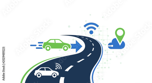 Photos Autonomous Driving Technology: Smart Cars on Digital Highway with Cloud Connecti