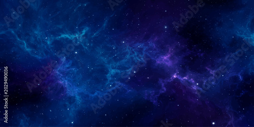 Bild auf Leinwand Blue and pink abstract space background with stars, galaxies and nebula in a dee