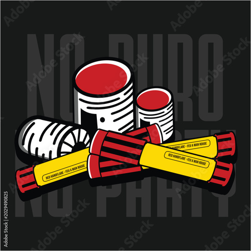 smoke bomb and red flare pyro logo, ultras culture, football culture vector design