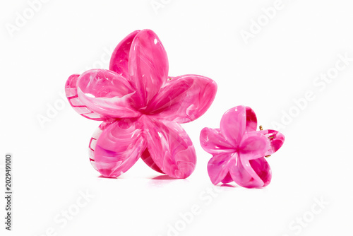pink translucent acrylic hair claw clip set styled on a clean white background.