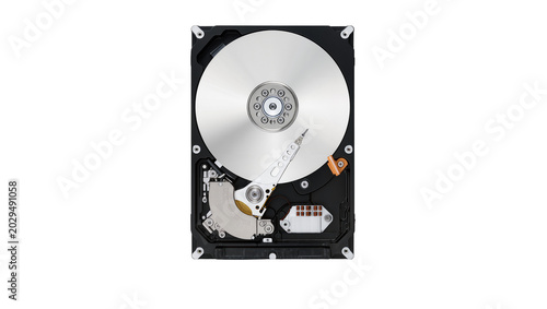 Cuadro en lienzo Internal hard drive disk with read-write head and platters
