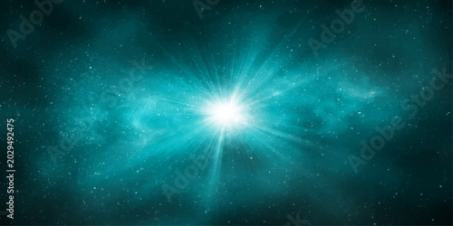 Фотография Abstract blue space background with stars galaxies nebula and glowing cosmic uni
