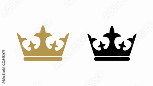 Canvastavla Two crown silhouettes gold and black isolated on a white background