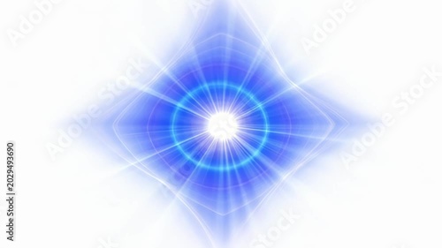 Radiant blue geometric starburst abstract background with glowing aura.