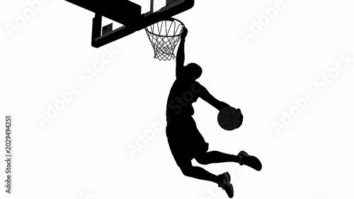 Foto Basketball player dunking silhouette against a white background dynamic sports a