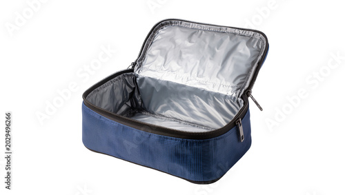 Cuadro en lienzo Blue insulated lunch bag with zipper and silver lining