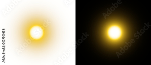 Sun Light Bright yellow Glow Isolated. Sun isolated. Png image overlay