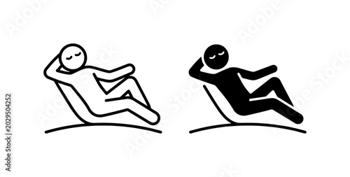 Quadro su tela Relaxation Icons: Person Lounging, Rest, Leisure, Calm, Vector Set