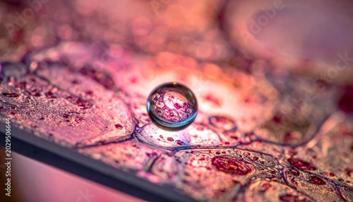 Immersion Droplet on Microscope Slide Under Objective Lens