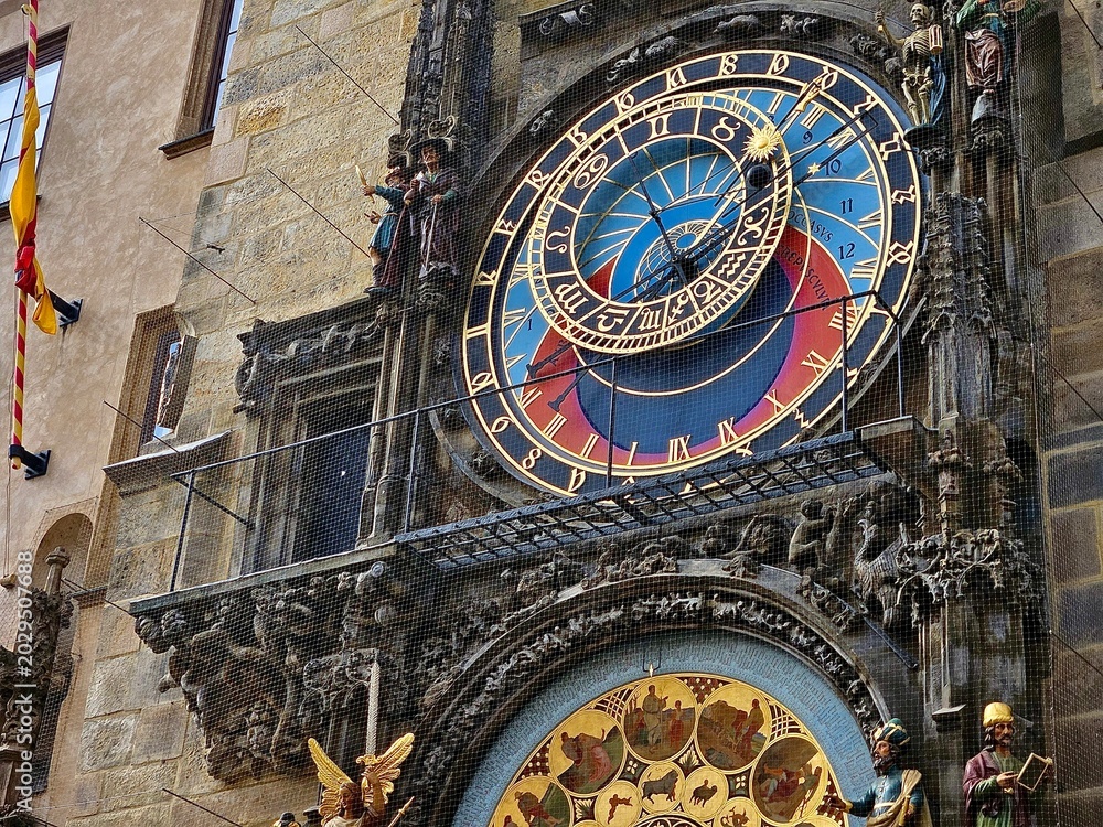Obraz premium Prague Astronomical Clock (Orloj) in the Old part of the City, located on the Old Town Hall in Prague, Czech Republic.