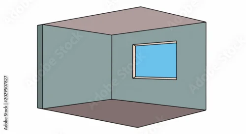 Obraz A simple 3D rendering of an empty interior room with one window