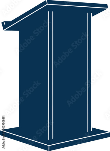 Dark blue wooden lectern or podium for public speaking events and business conferences