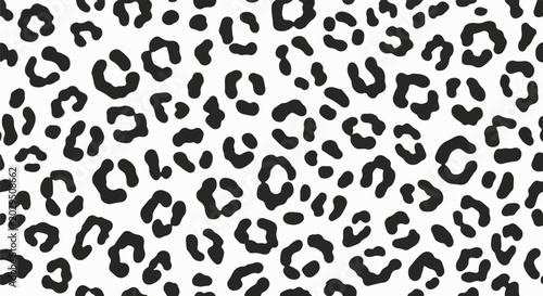 A repeating pattern of black leopard spots on a white background