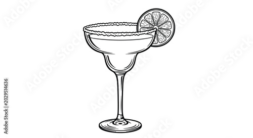Photos Margarita cocktail illustration with salt rim and lime garnish