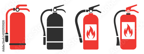 Quadro su tela Fire safety icon, fire extinguisher vector symbol for emergency preparedness, sa