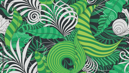 Tropical botanical seamless pattern large banana leaves vector background
